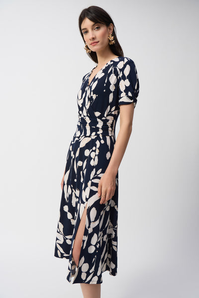 Joseph Ribkoff Silky Knit Abstract Print Wrap Dress