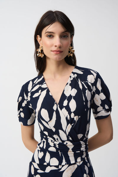 Joseph Ribkoff Silky Knit Abstract Print Wrap Dress