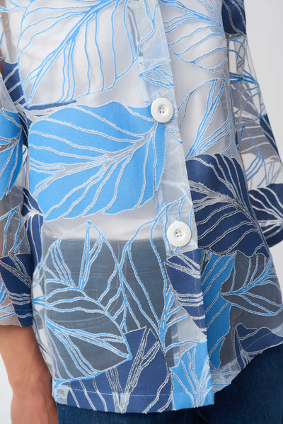 Joseph Ribkoff Novelty Leaf-Print Trapeze Jacket