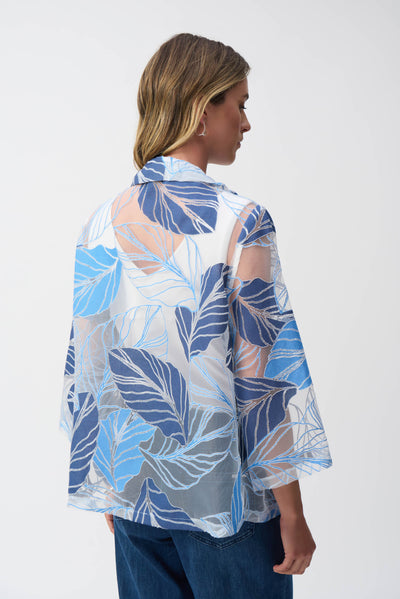 Joseph Ribkoff Novelty Leaf-Print Trapeze Jacket