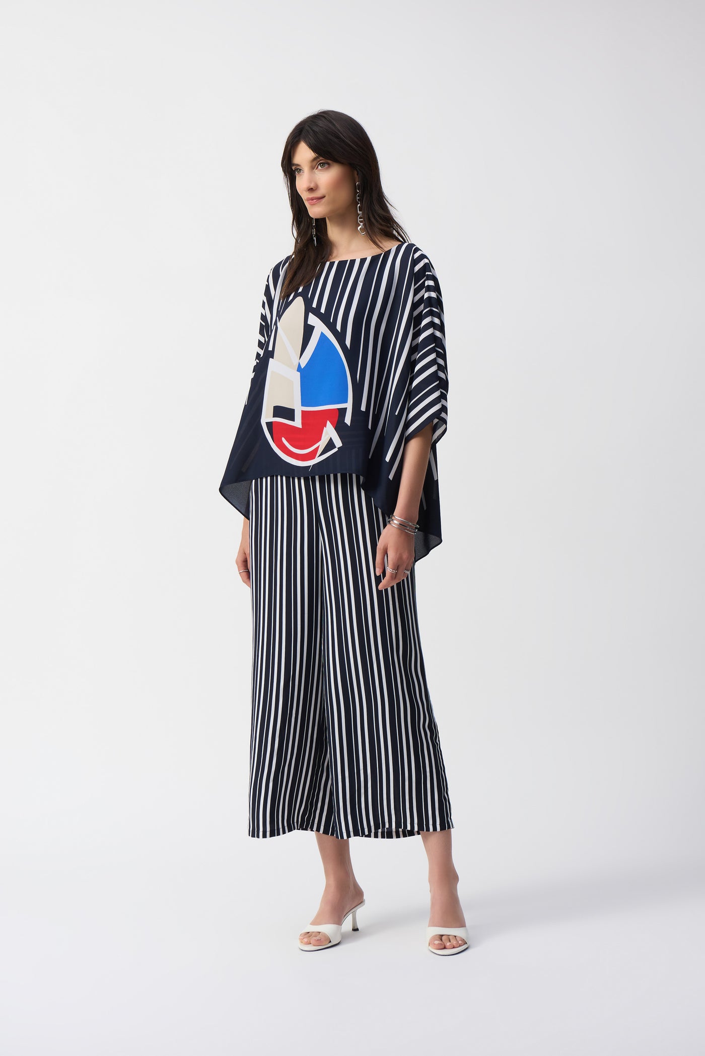 Joseph Ribkoff Georgette Abstract Print Poncho Top