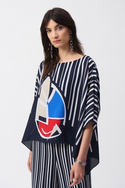 Joseph Ribkoff Georgette Abstract Print Poncho Top