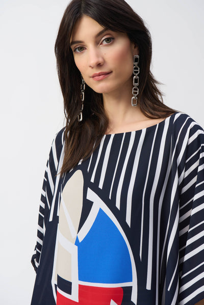 Joseph Ribkoff Georgette Abstract Print Poncho Top
