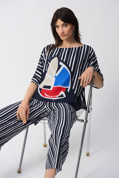 Joseph Ribkoff Georgette Abstract Print Poncho Top