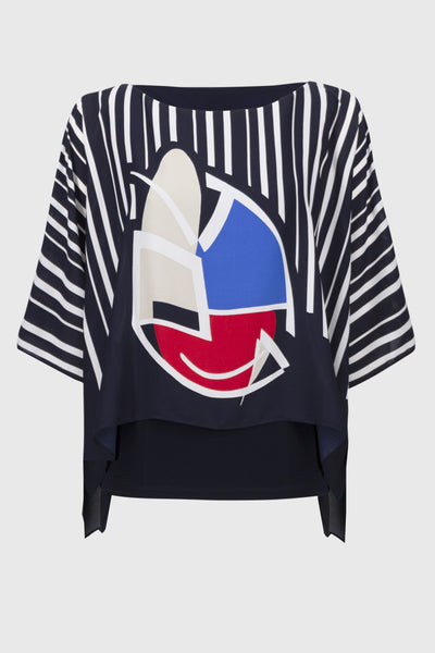 Joseph Ribkoff Georgette Abstract Print Poncho Top