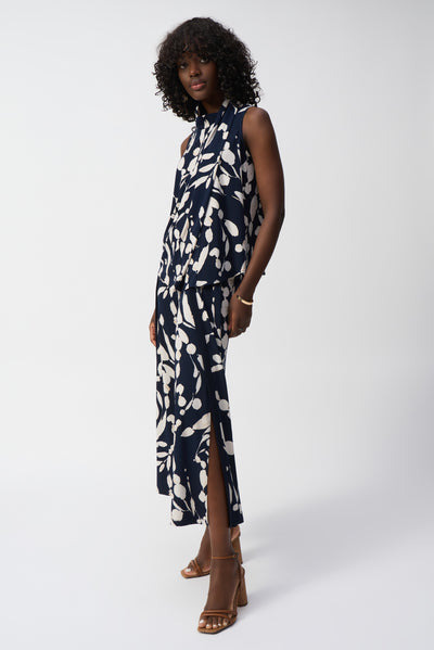 Joseph Ribkoff Silky Knit Abstract Print Sleeveless Top