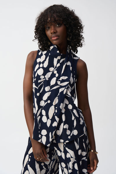 Joseph Ribkoff Silky Knit Abstract Print Sleeveless Top