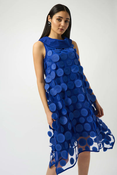 Joseph Ribkoff Royal Sapphire 3D Dot Sleeveless Trapeze Dress