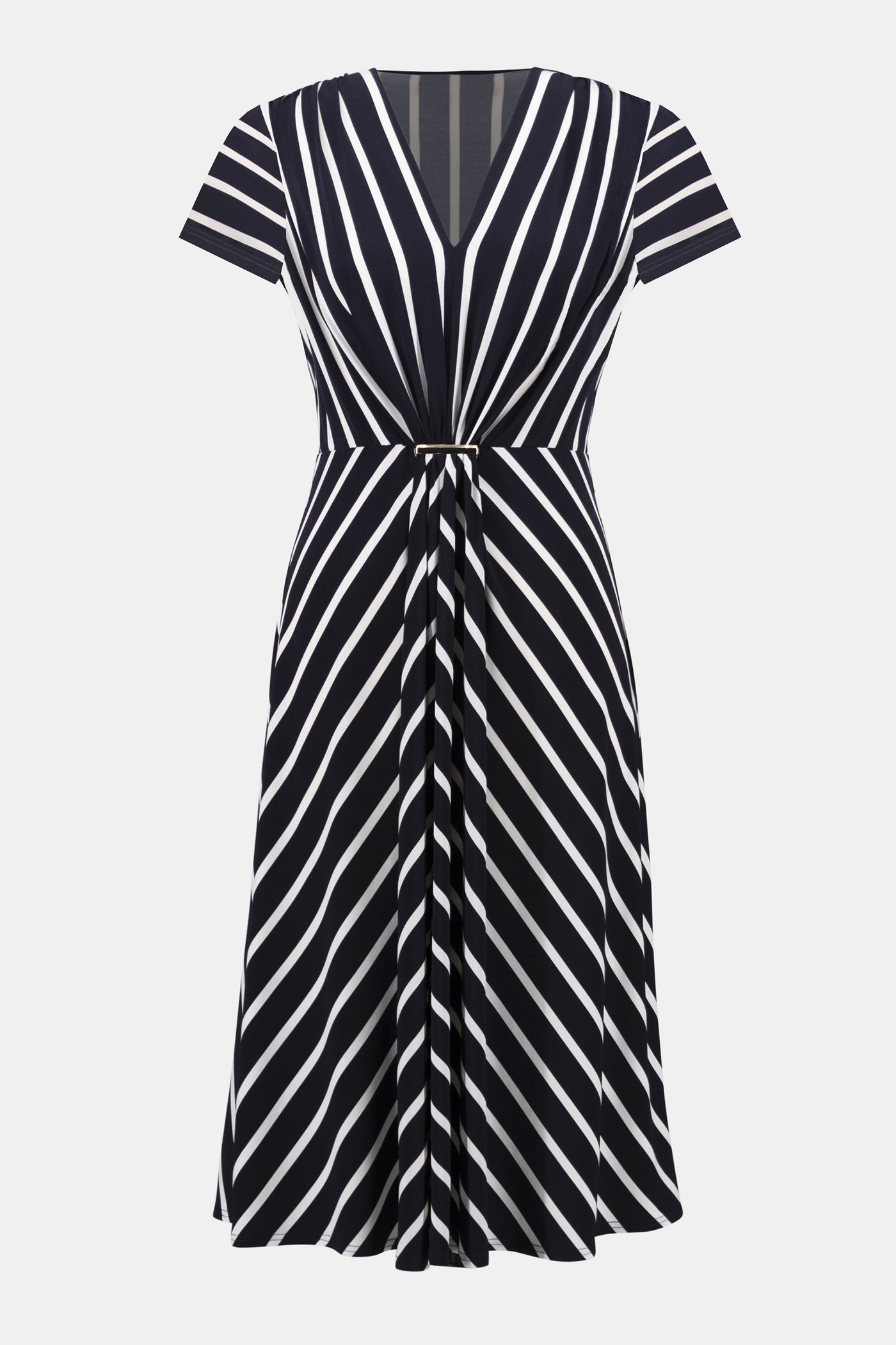 Joseph Ribkoff Midnight Blue/Vanilla  Silky Knit Stripe Fit and Flare Dress