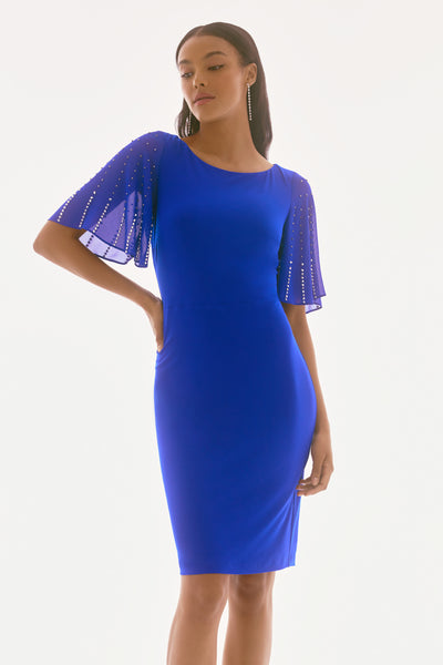 Joseph Ribkoff Signature | Silky Knit and Chiffon Sheath Dress