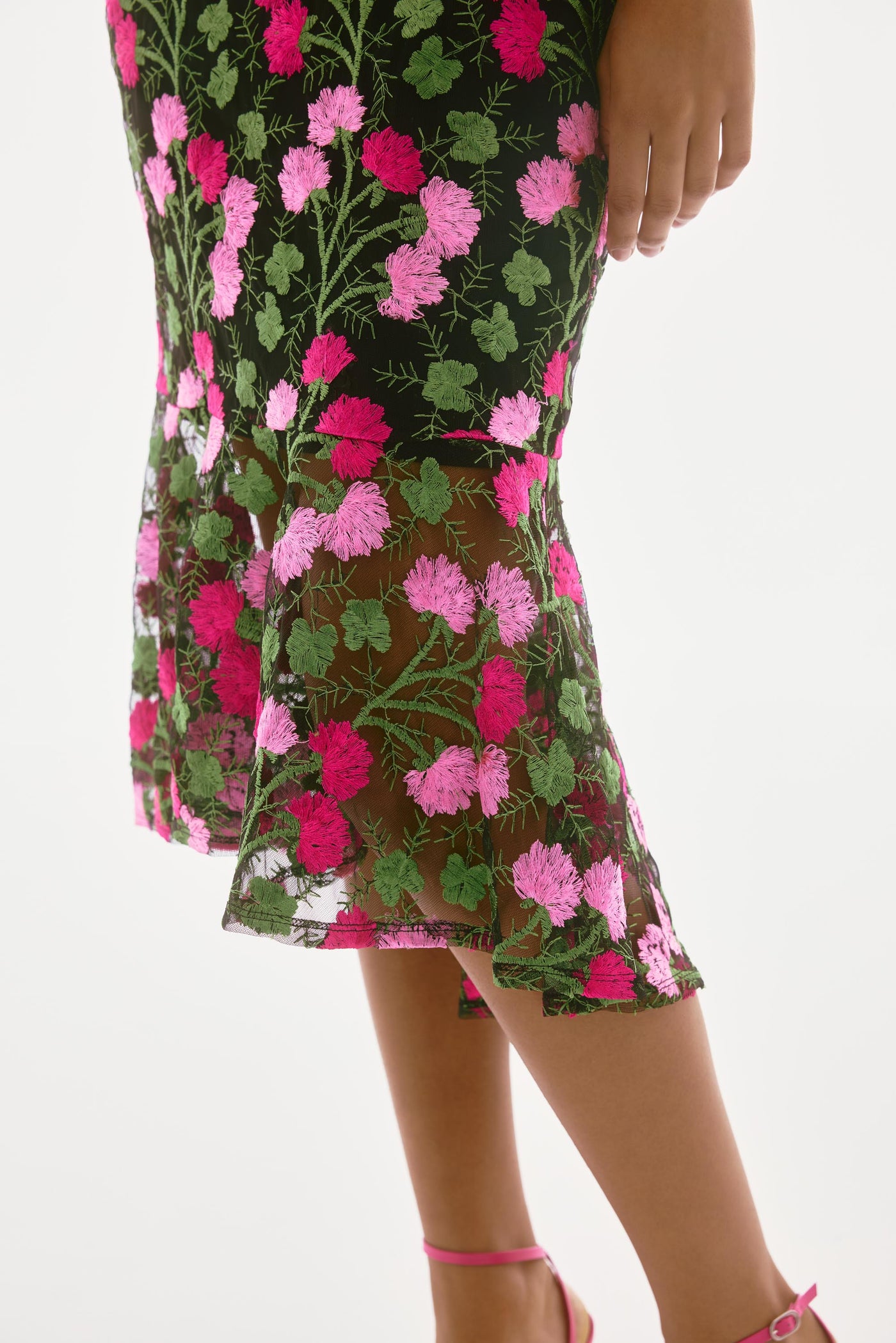 Joseph Ribkoff Signature Novelty Floral Embroidered Flounce Dress