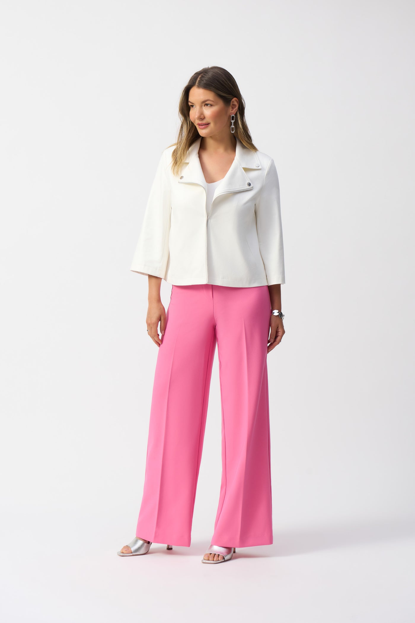 Joseph Ribkoff Vanilla Foiled Faux Suede Swing Jacket
