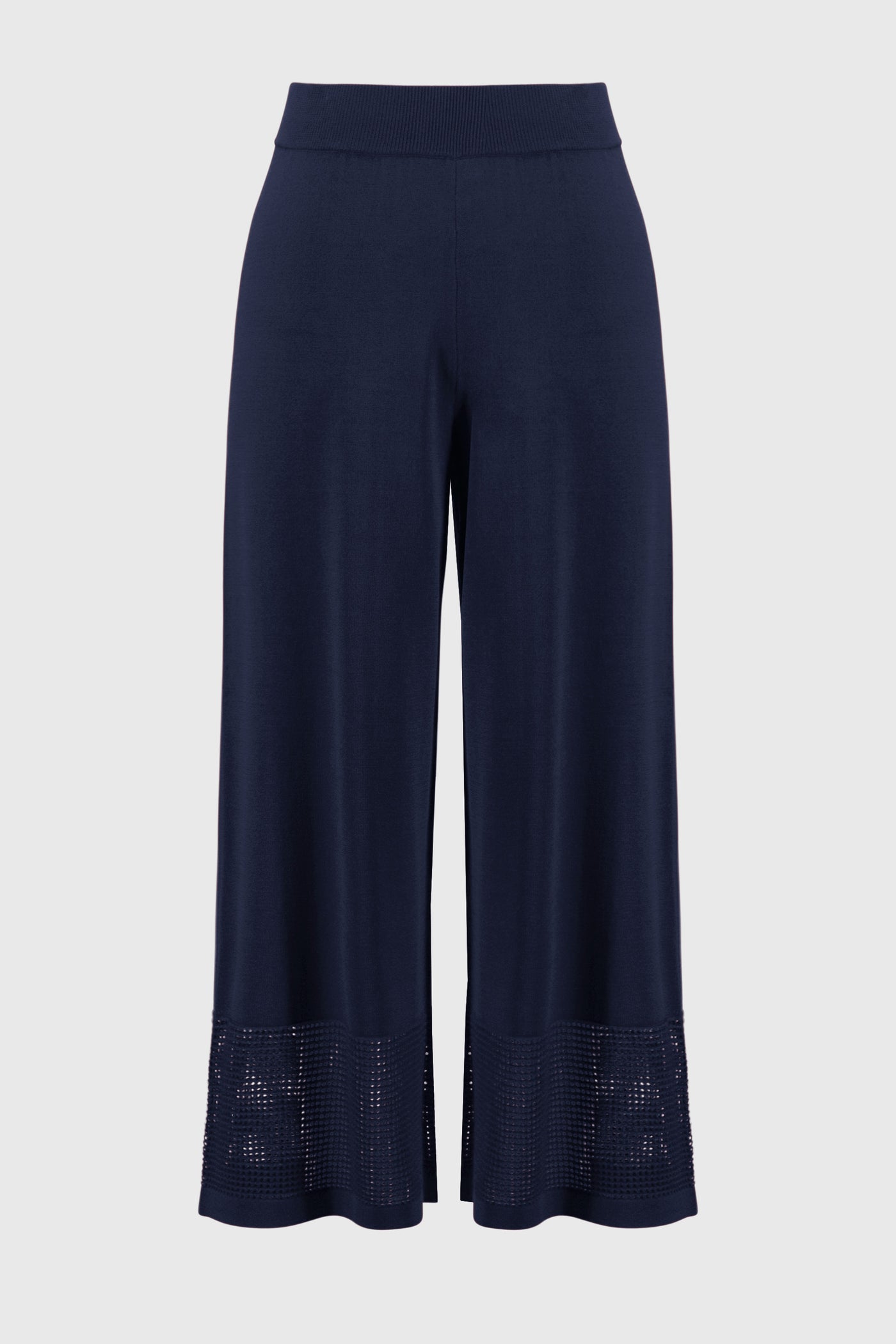 Joseph Ribkoff Midnight Blue Sweater Knit Culotte with Pointelle Detail