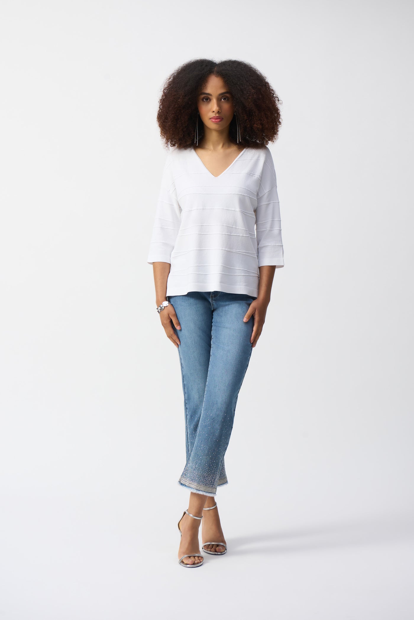 Joseph Ribkoff Vanilla Jacquard Sweater Knit Pullover