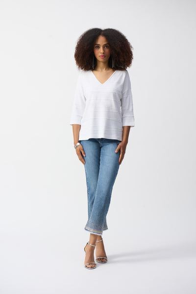 Joseph Ribkoff Vanilla Jacquard Sweater Knit Pullover