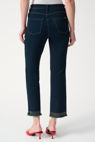 Joseph Ribkoff Indigo Classic Straight-Leg Jeans with Embellished Hem