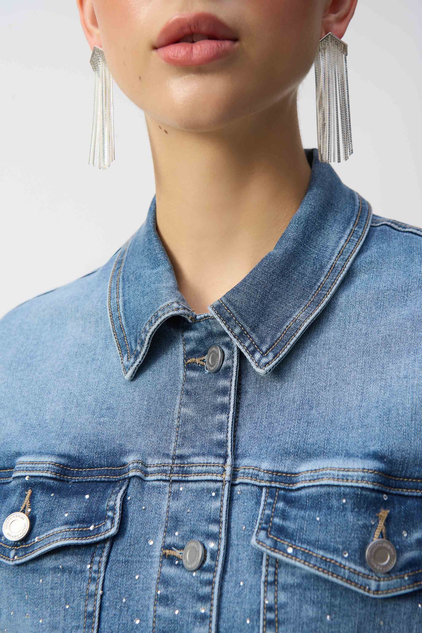 Joseph Ribkoff Stretch Denim Jacket with Embroidery