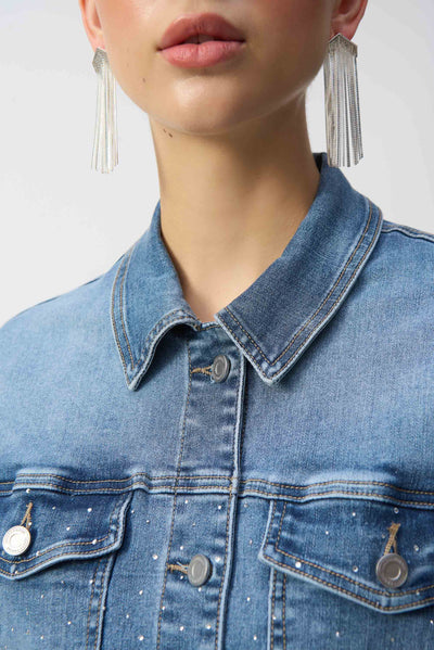 Joseph Ribkoff Stretch Denim Jacket with Embroidery