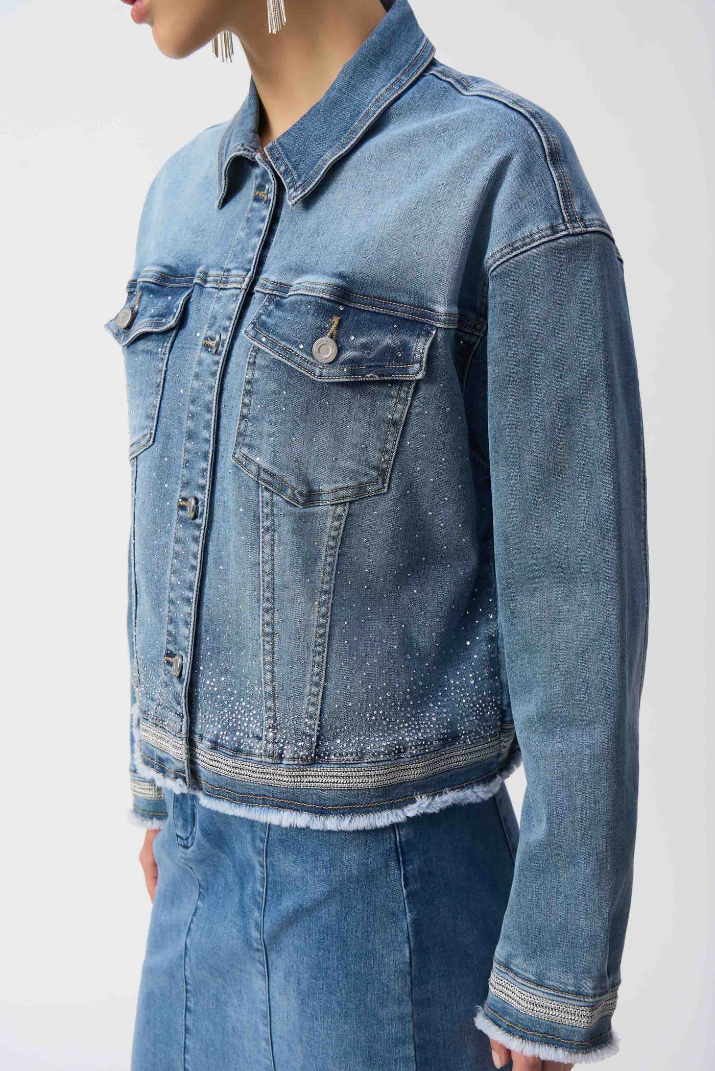 Joseph Ribkoff Stretch Denim Jacket with Embroidery