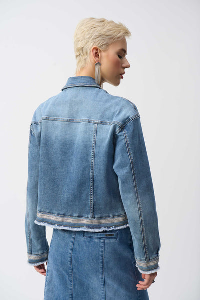 Joseph Ribkoff Stretch Denim Jacket with Embroidery