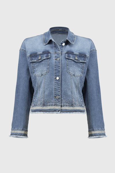 Joseph Ribkoff Stretch Denim Jacket with Embroidery