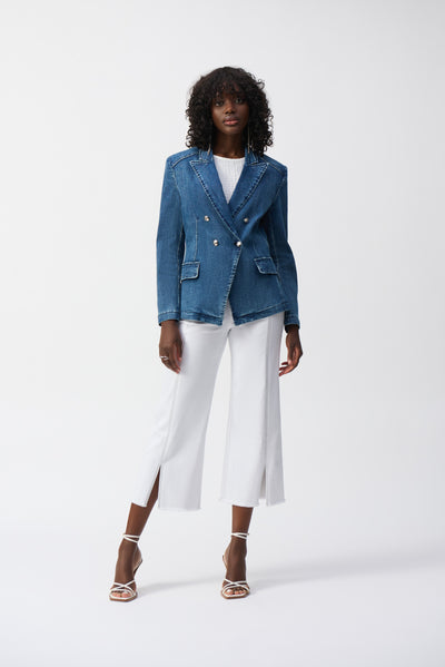 Joseph Ribkoff Stretch Denim Double-Breasted Blazer