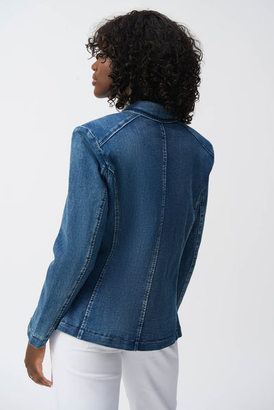 Joseph Ribkoff Stretch Denim Double-Breasted Blazer