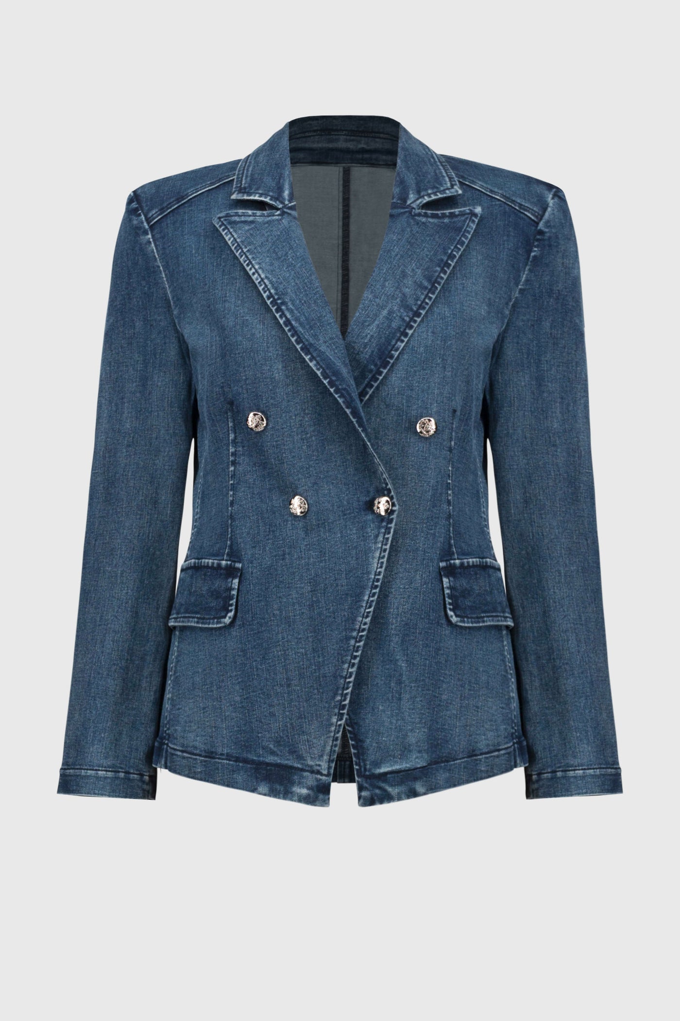 Joseph Ribkoff Stretch Denim Double-Breasted Blazer