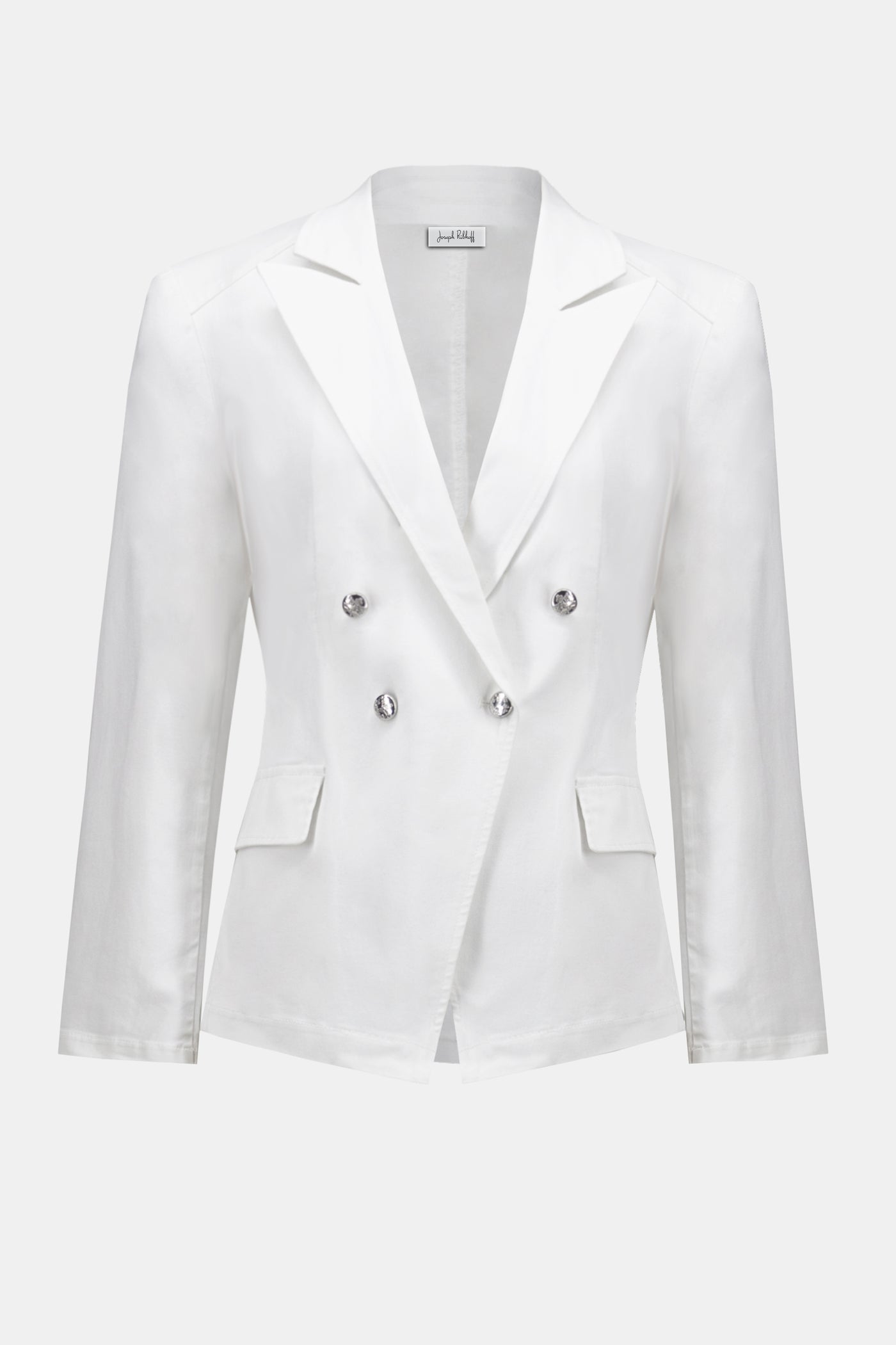 Joseph Ribkoff White Stretch Denim Double-Breasted Blazer