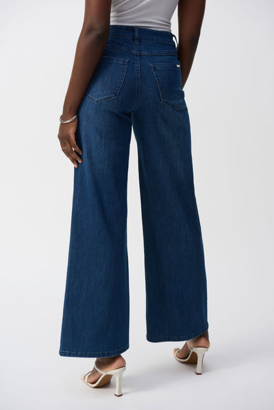 Joseph Ribkoff Mid-Denim Blue Classic Wide-Leg Stretch Jeans
