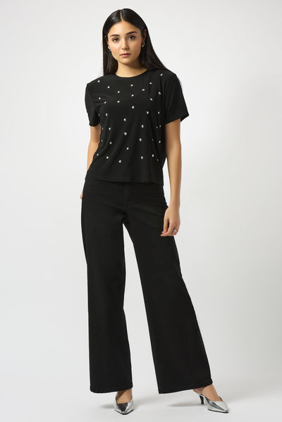 Joseph Ribkoff Black Goldie | Classic Wide-Leg Stretch Jeans