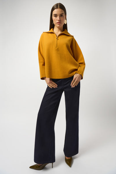 Joseph Ribkoff Goldie |Dark Denim Blue Classic Wide-Leg Stretch Jeans