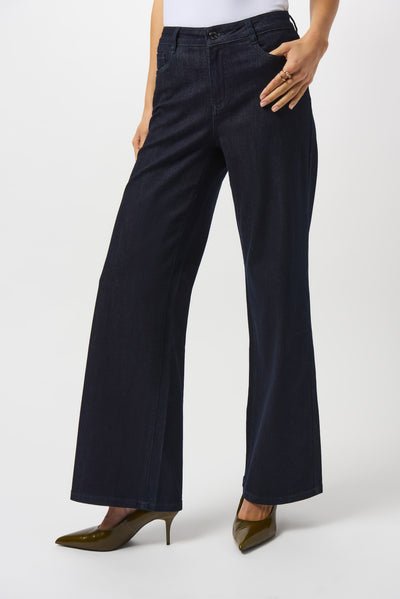 Joseph Ribkoff Goldie |Dark Denim Blue Classic Wide-Leg Stretch Jeans