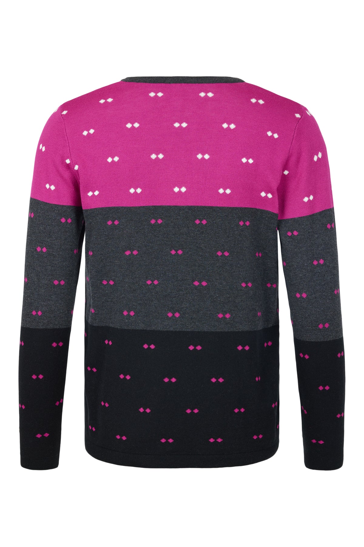 Fuchsia Round Neck Jumper with Grey Gradient Detail