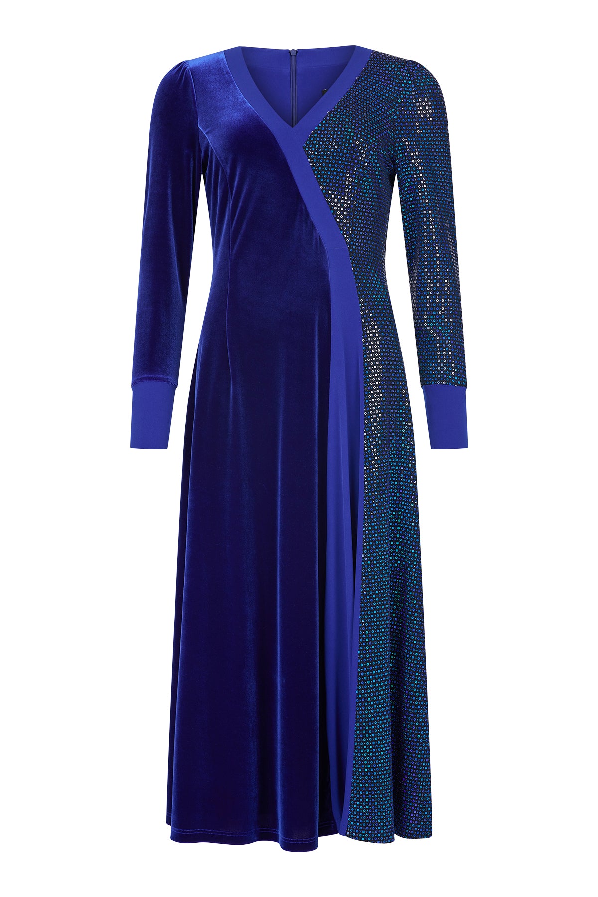 Royal Blue Dress with Velvet Feel and Sequin Detail