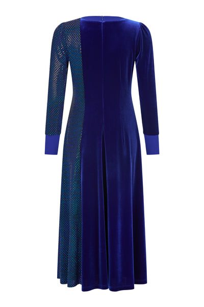 Royal Blue Dress with Velvet Feel and Sequin Detail
