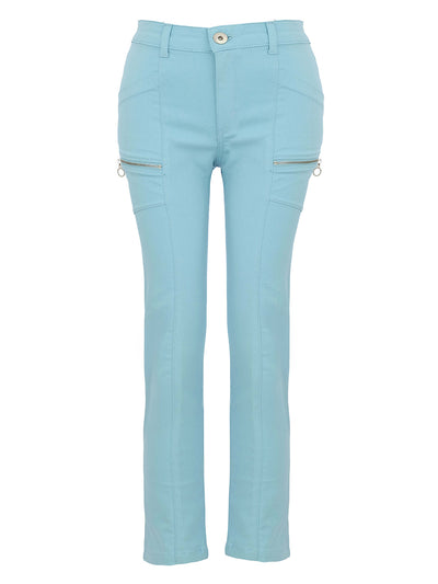 Sea Foam Jeans with Side Zip Pockets