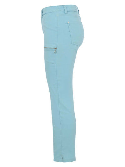 Sea Foam Jeans with Side Zip Pockets
