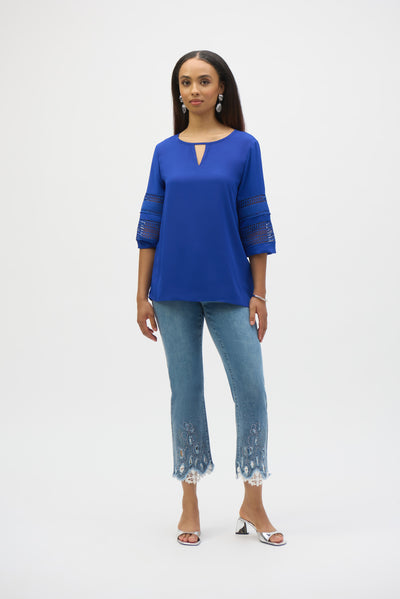 Joseph Ribkoff Royal Sapphire Georgette Straight Tunic Top
