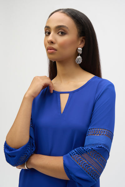 Joseph Ribkoff Royal Sapphire Georgette Straight Tunic Top
