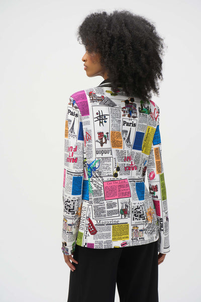 Joseph Ribkoff Silky Knit Word Print Fitted Blazer