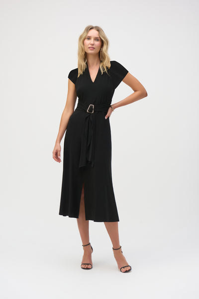 Joseph Ribkoff Black Silky Knit Fit and Flare Dress