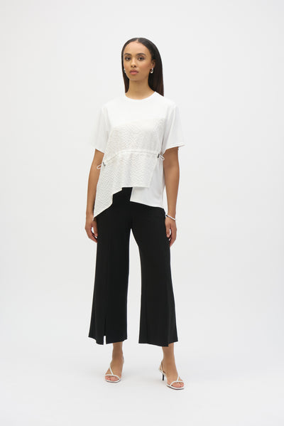 Joseph Ribkoff Jersey And Seersucker Asymmetrical Top