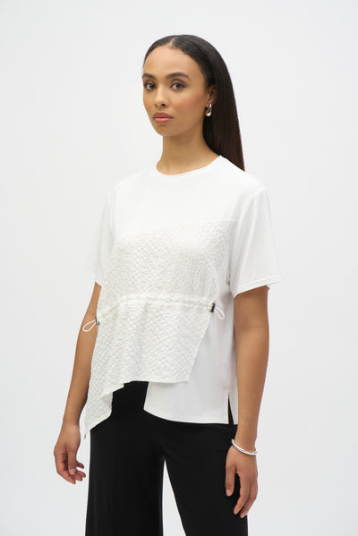 Joseph Ribkoff Jersey And Seersucker Asymmetrical Top