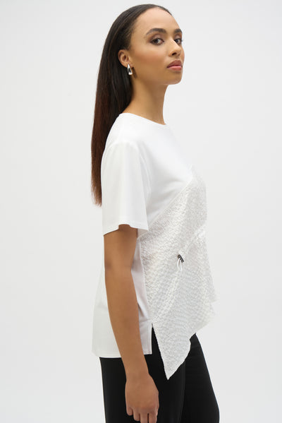 Joseph Ribkoff Jersey And Seersucker Asymmetrical Top