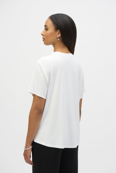 Joseph Ribkoff Jersey And Seersucker Asymmetrical Top