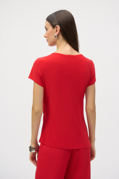 Joseph Ribkoff Radiant Red Silky Knit Fitted Top