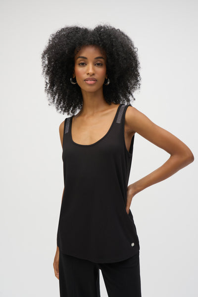 Joseph Ribkoff Black Jersey Straight Fit Sleeveless Top