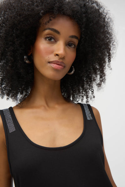 Joseph Ribkoff Black Jersey Straight Fit Sleeveless Top