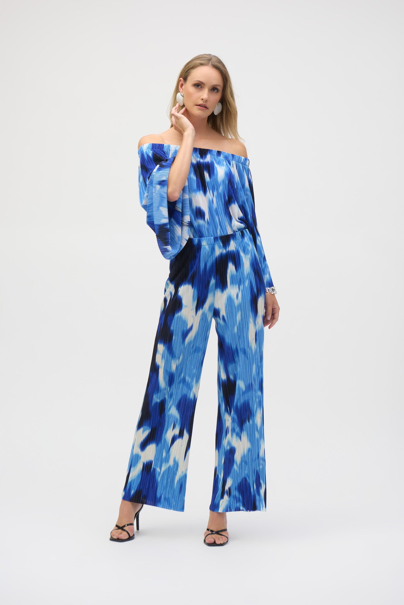 Joseph Ribkoff Pleated Novelty Tropical Print Wide-Leg Pants